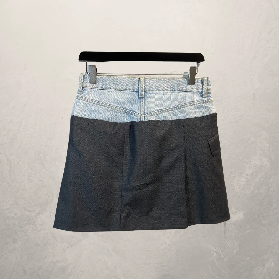 Vintage light blue denim & black skirt S/M- by @DAFFZTheLabel