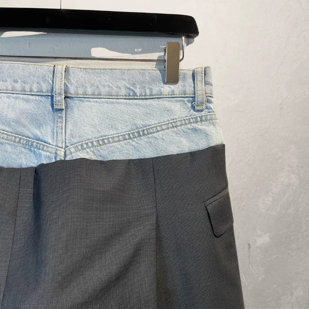 Vintage light blue denim & black skirt S/M- by @DAFFZTheLabel