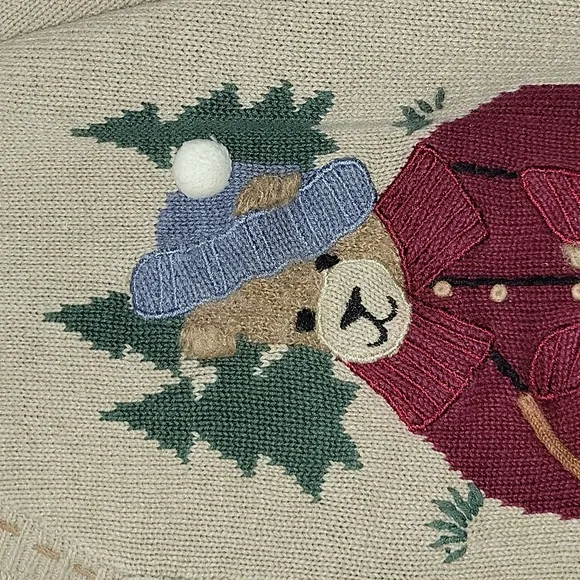 Vintage | Mandal Bay Winter Bears Pine Cone Cardigan Sweater | Large