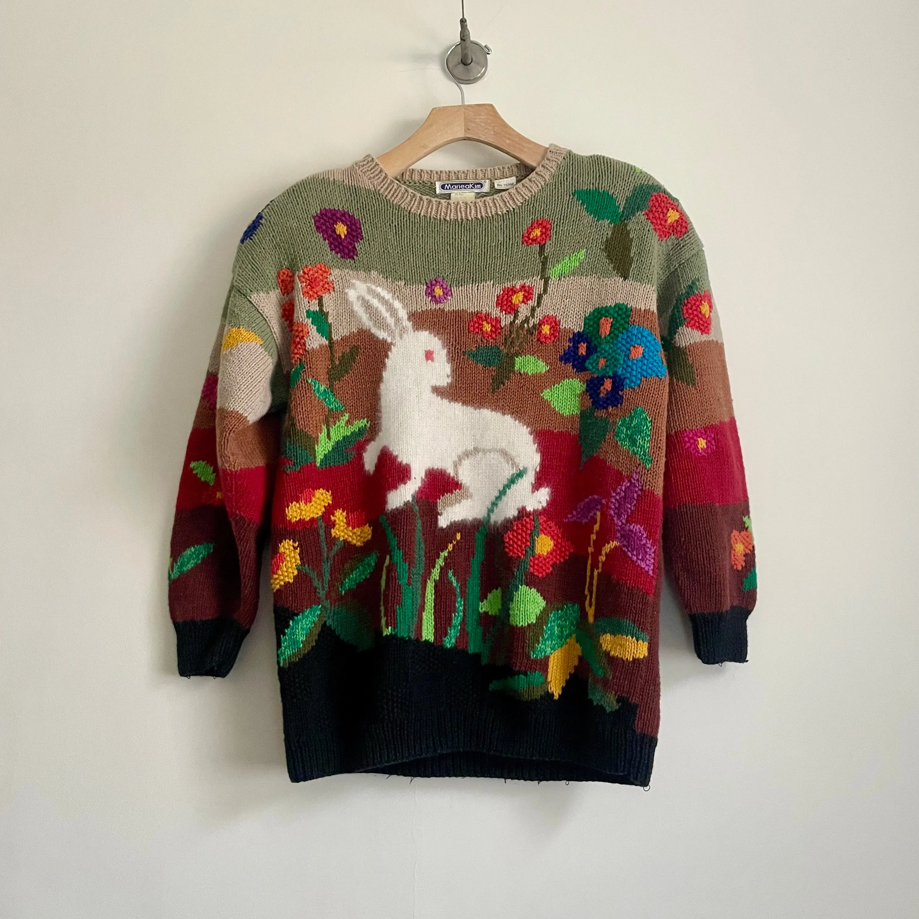 Vintage MarieaKim Ramie/Cotton blend Bunny Sweater / Size Large (HT2509)