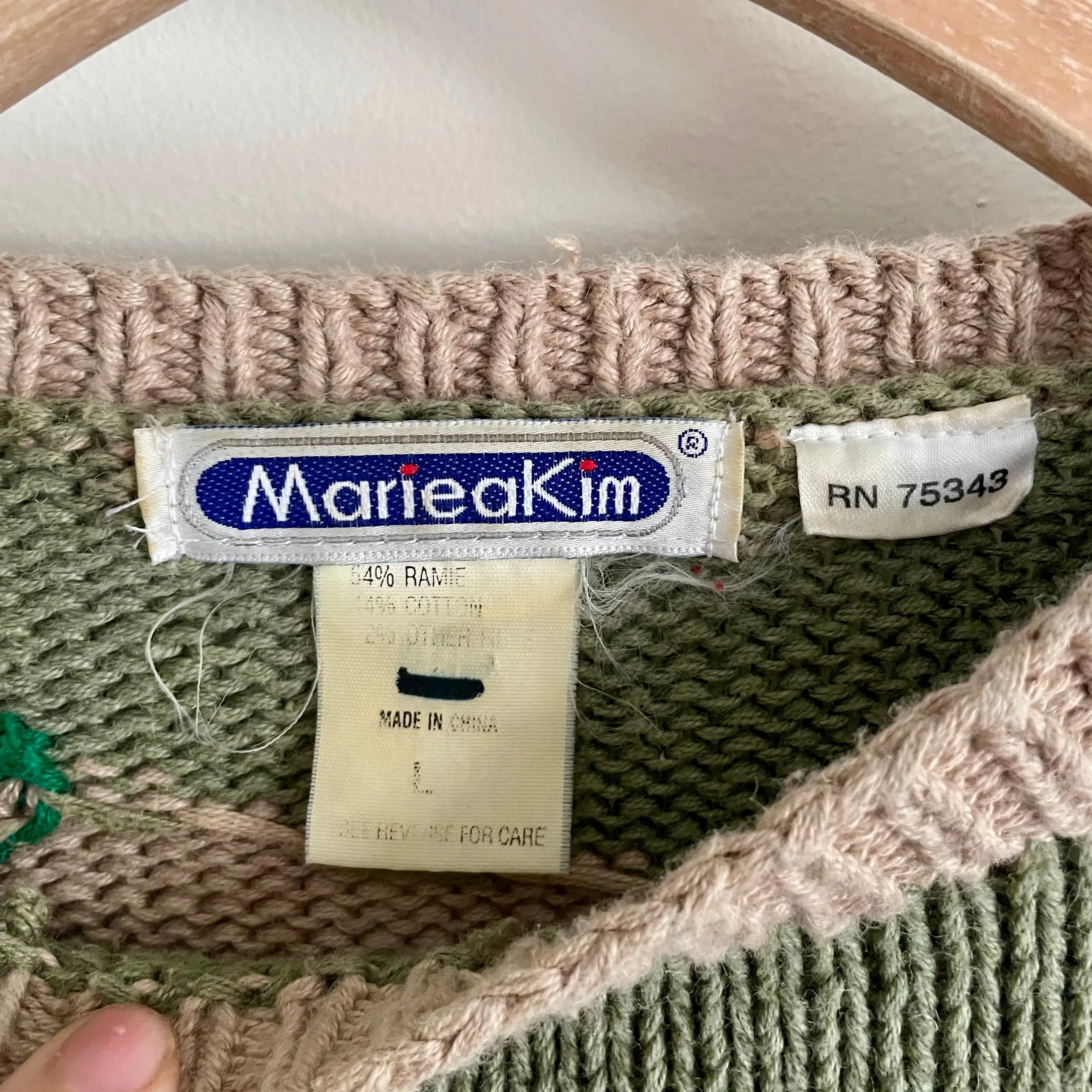 Vintage MarieaKim Ramie/Cotton blend Bunny Sweater / Size Large (HT2509)