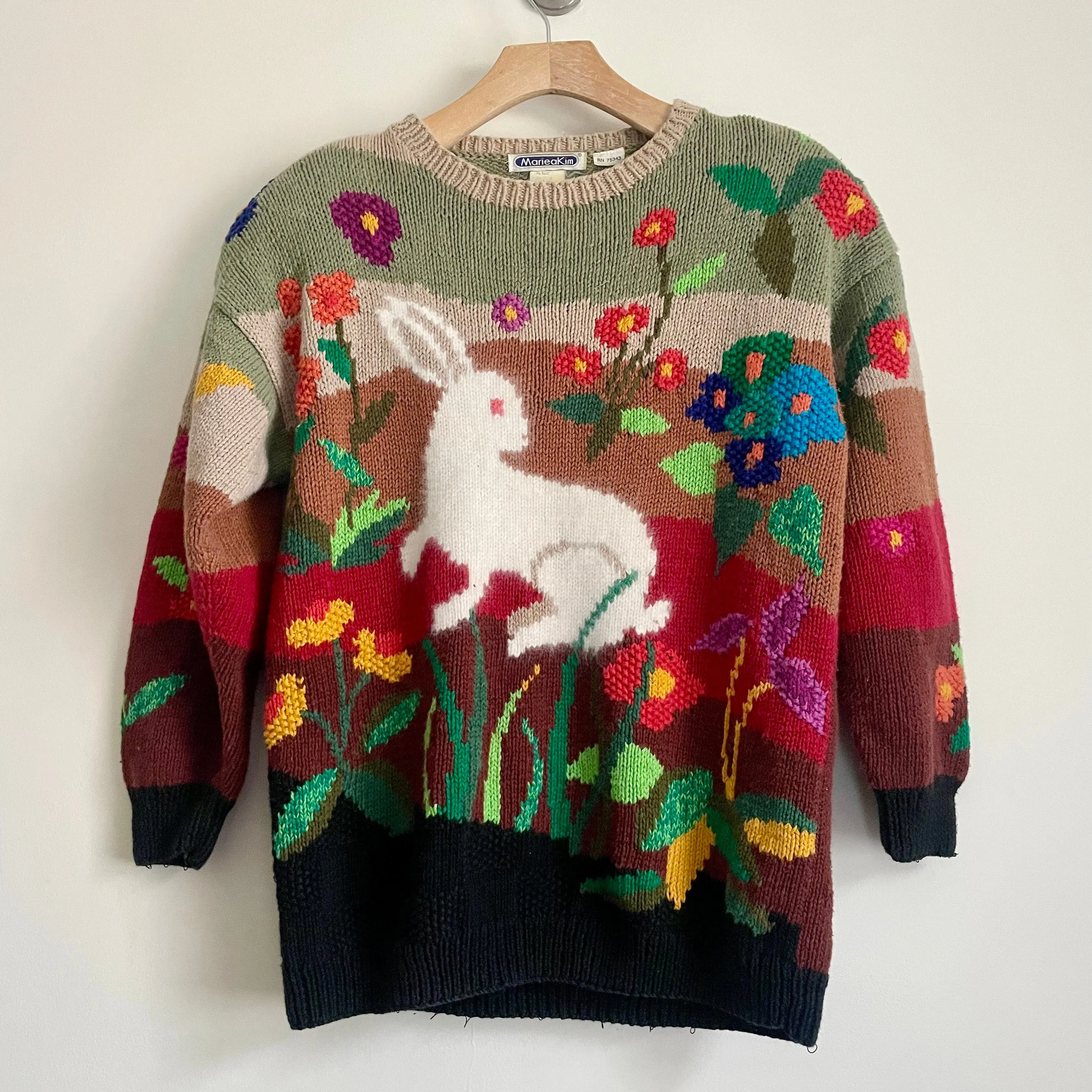 Vintage MarieaKim Ramie/Cotton blend Bunny Sweater / Size Large (HT2509)