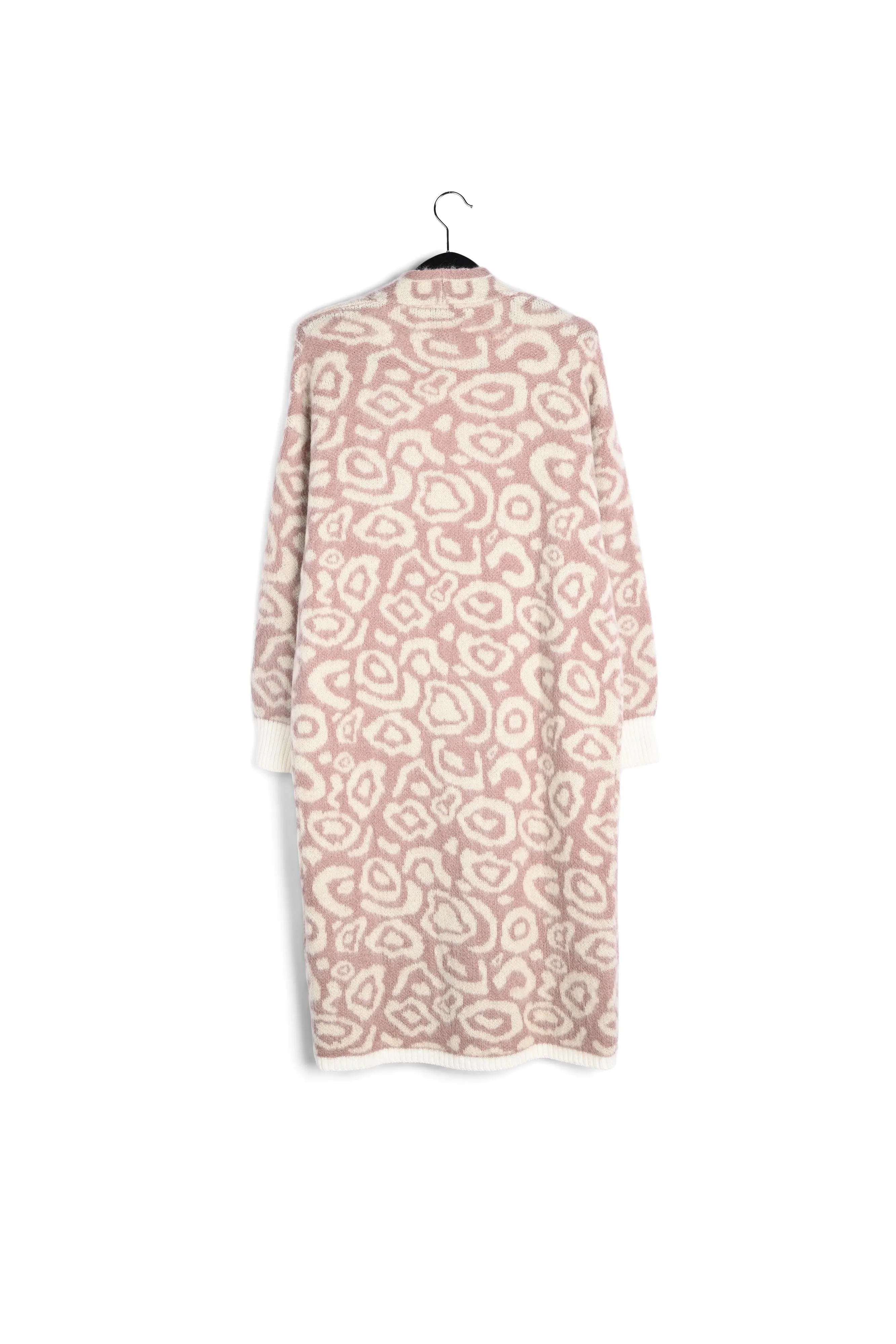 Vintage pink and ecru leopard-print cardigan