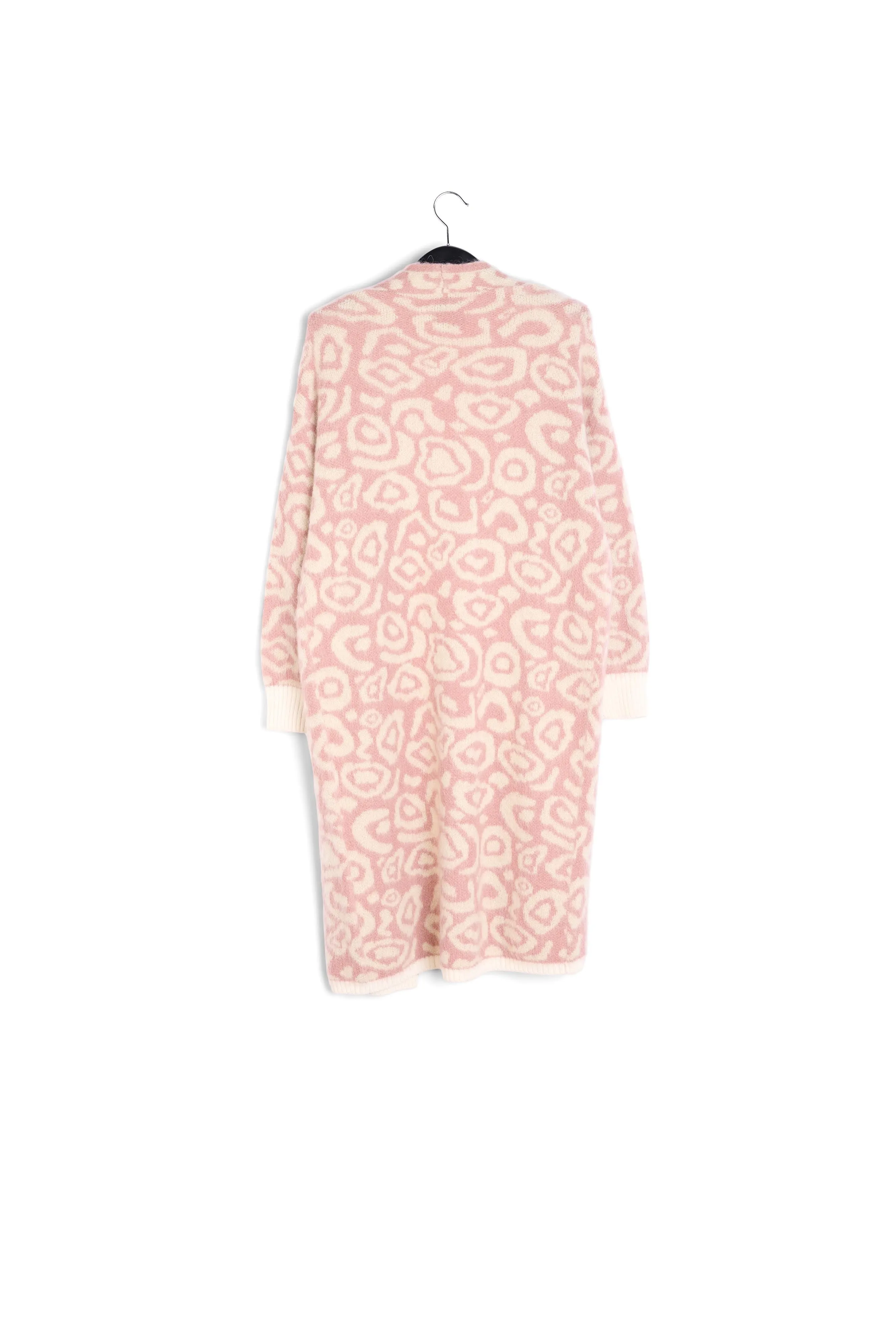 Vintage pink and ecru leopard-print cardigan