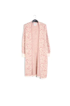Vintage pink and ecru leopard-print cardigan