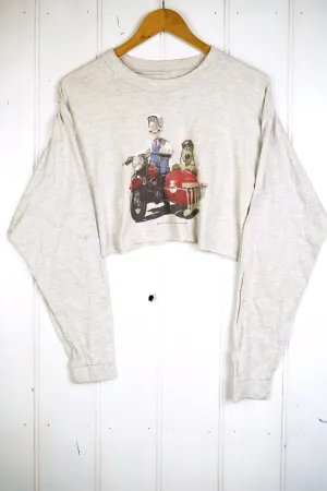 Vintage Pop Culture - Wallace & Gromit Grey Cropped Tee - Large
