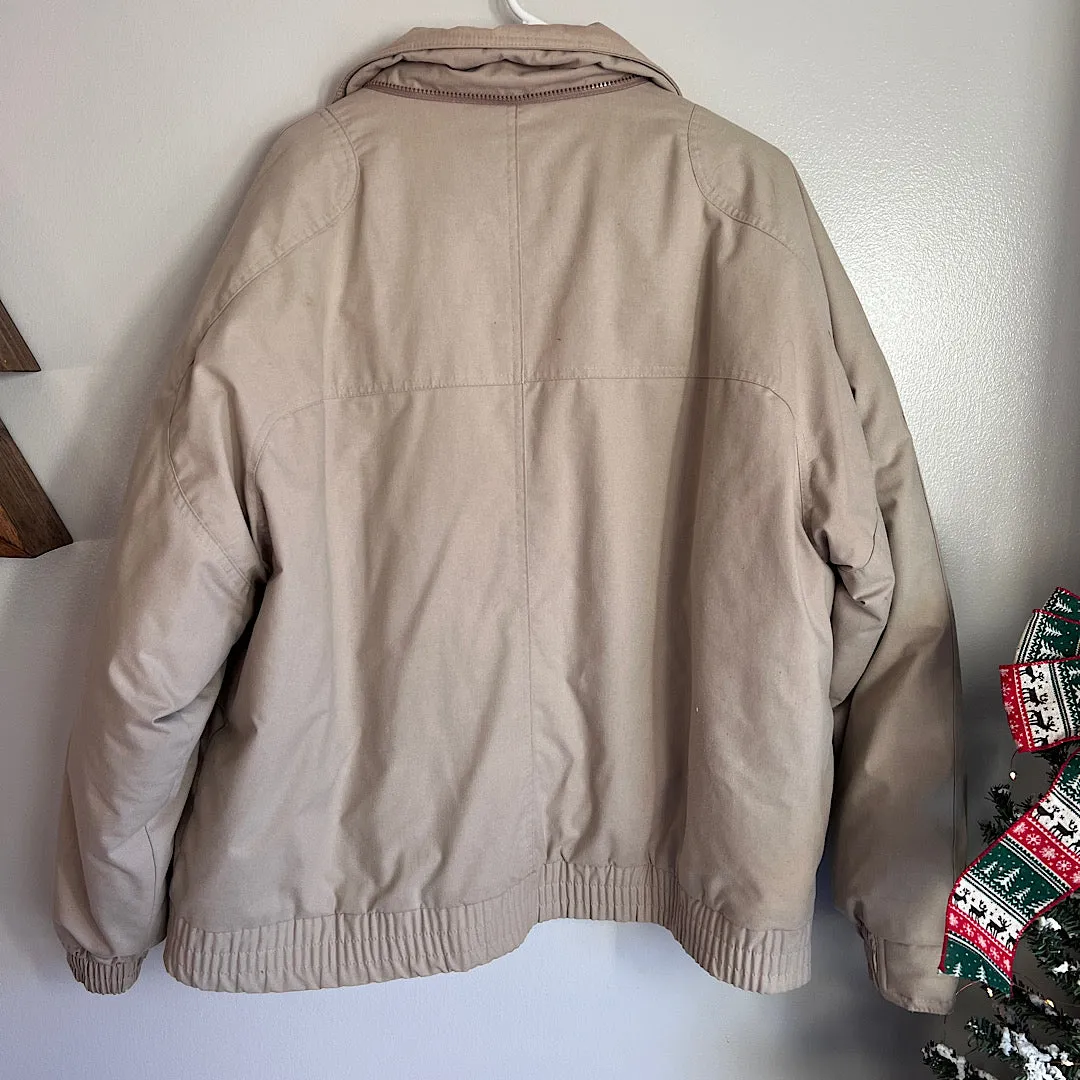 Vintage Weather Watcher Tan & Plaid Workwear Down Puffer