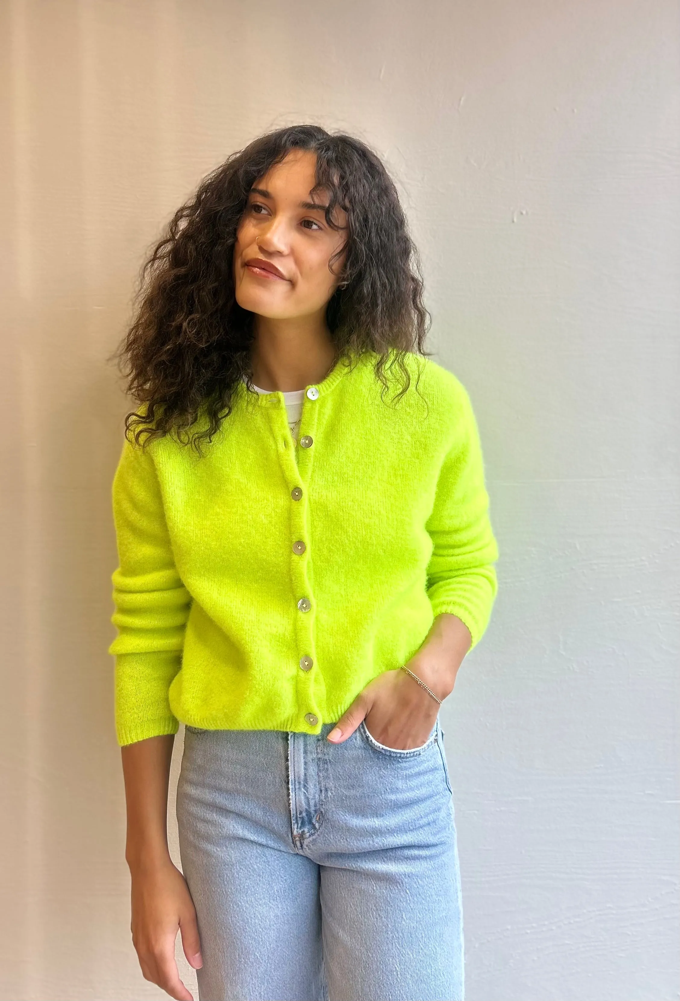 Vitow alpaca cardigan in yellow melange