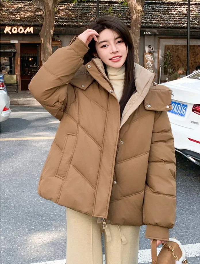 Water-resistant Quilted Puffer Jacket for Women with Windproof Features