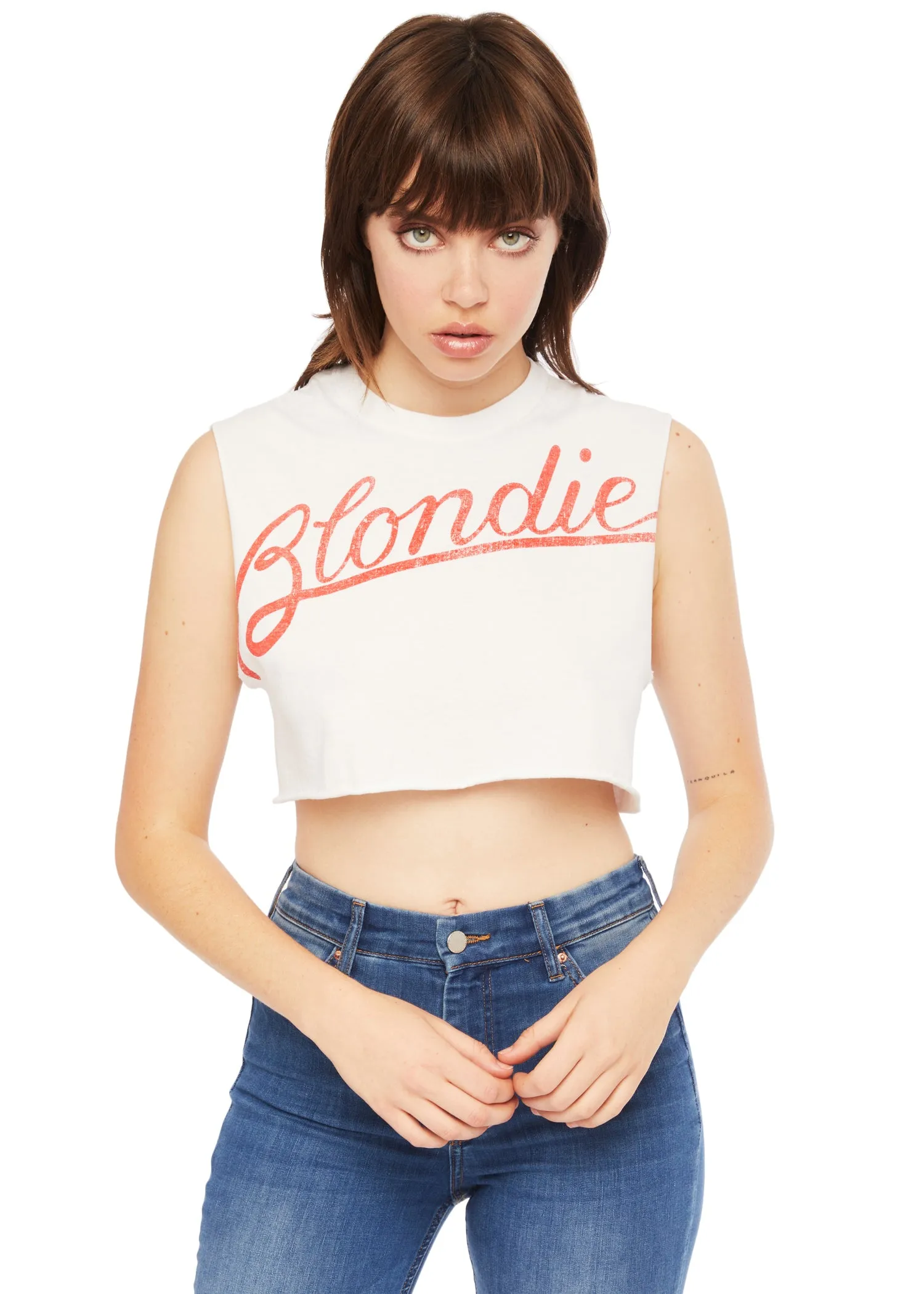 White Blondie Cropped Tee by Goodie Two Sleeves
