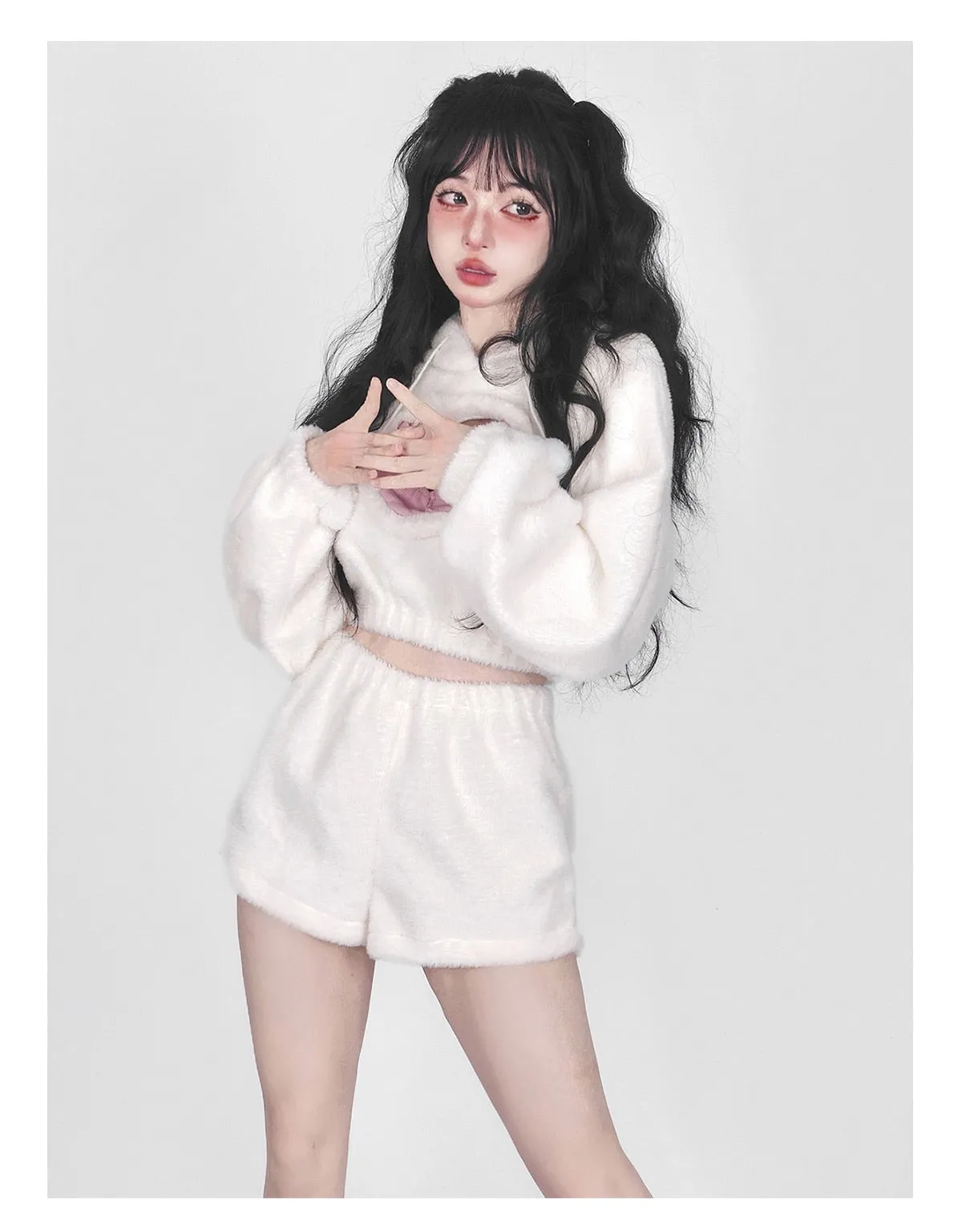 White Fuzzy Valentine Set