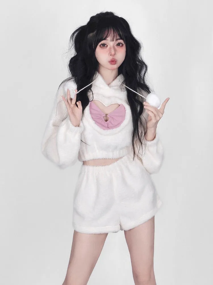 White Fuzzy Valentine Set