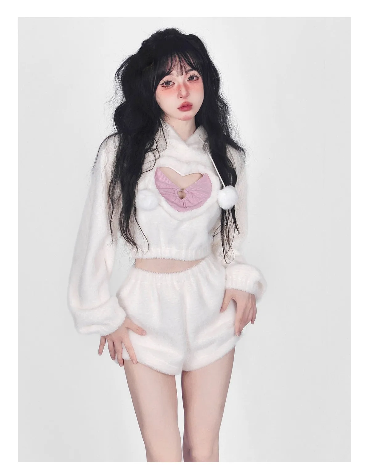 White Fuzzy Valentine Set