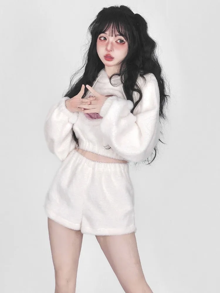White Fuzzy Valentine Set