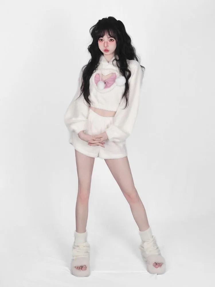 White Fuzzy Valentine Set