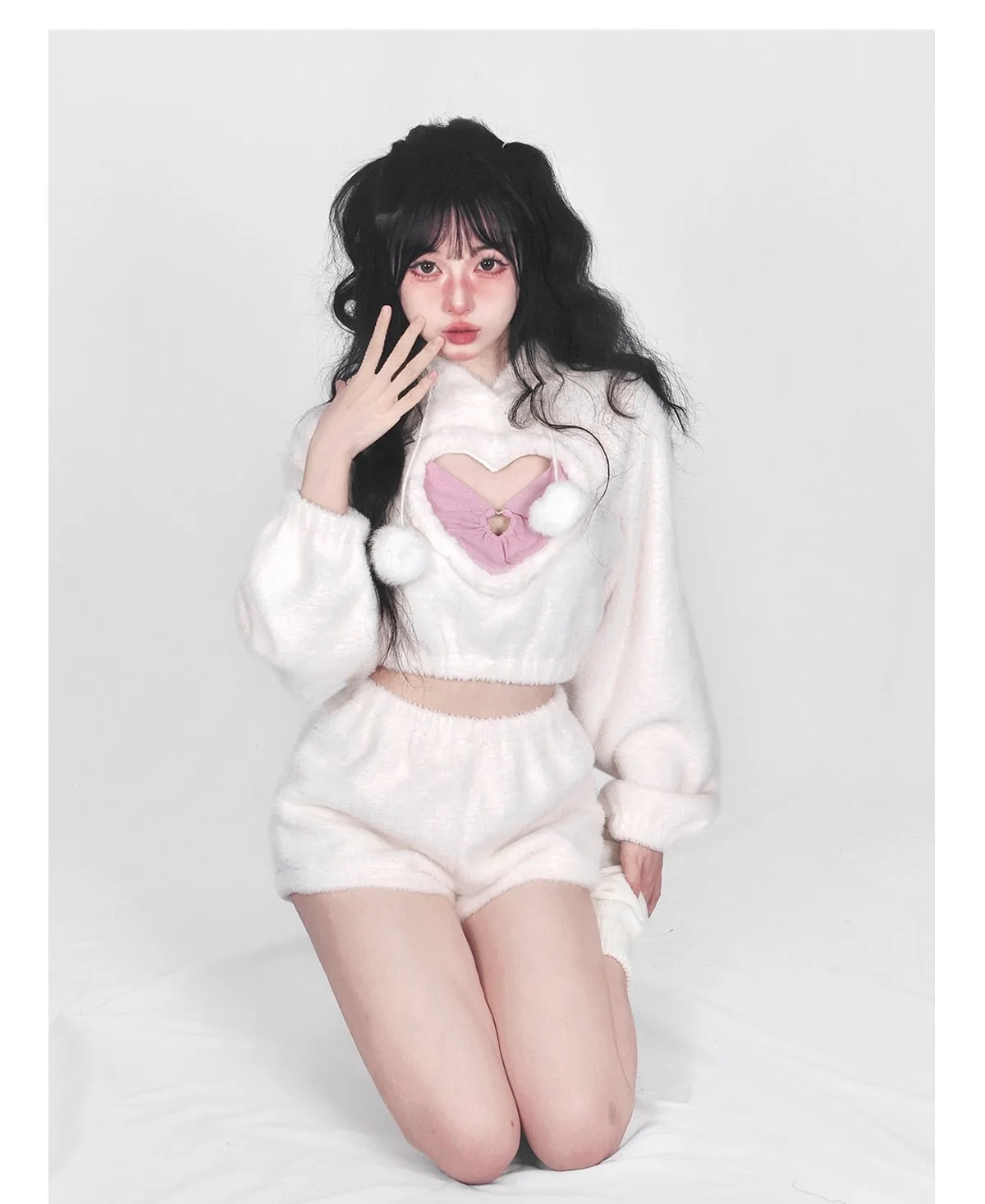 White Fuzzy Valentine Set