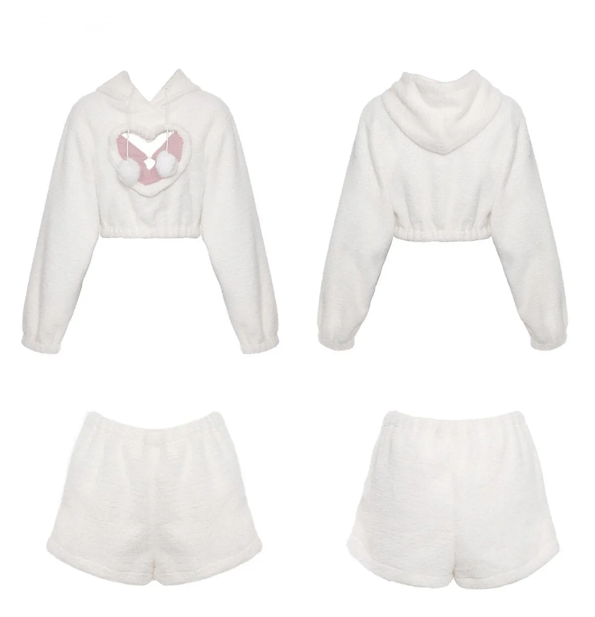 White Fuzzy Valentine Set