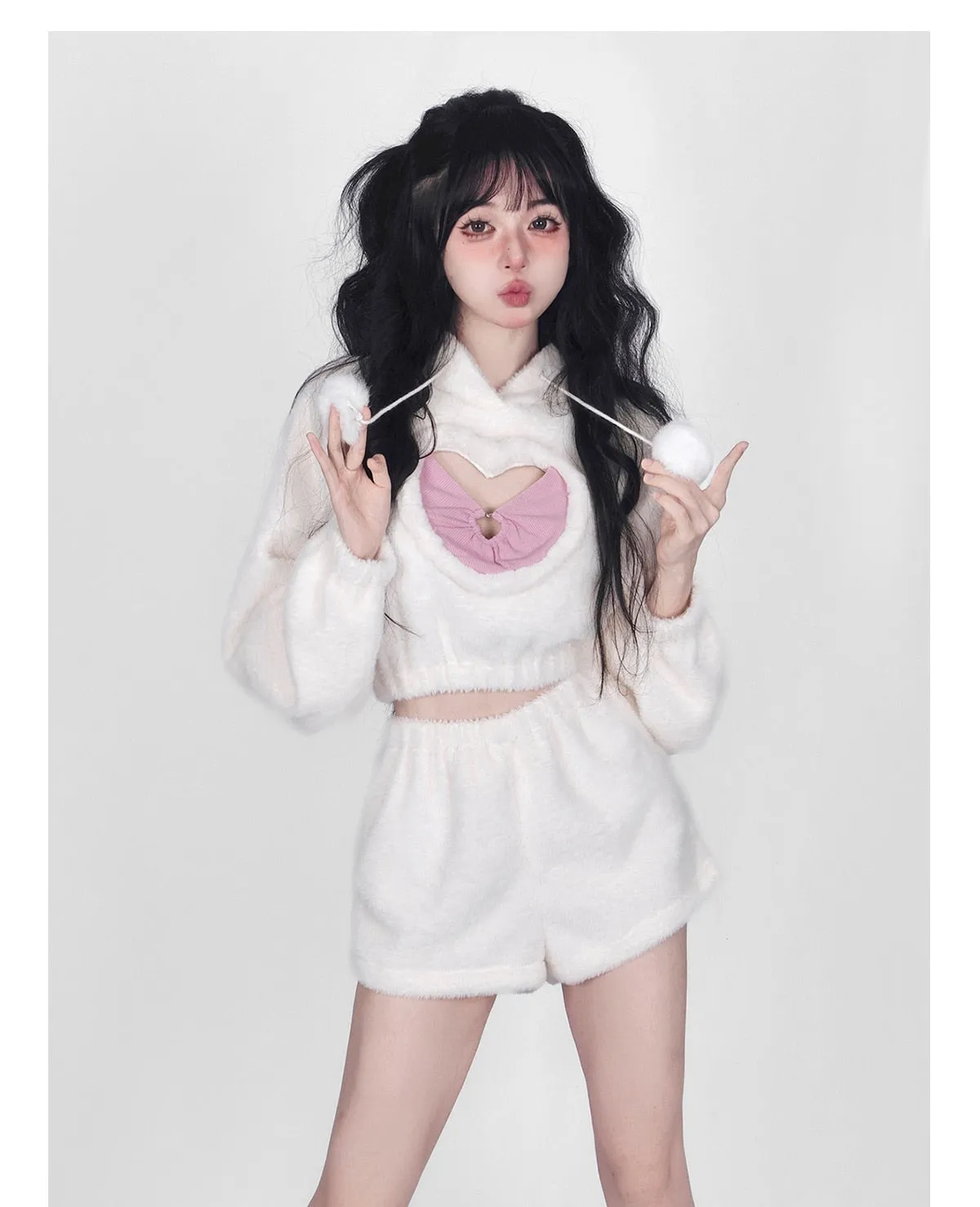 White Fuzzy Valentine Set