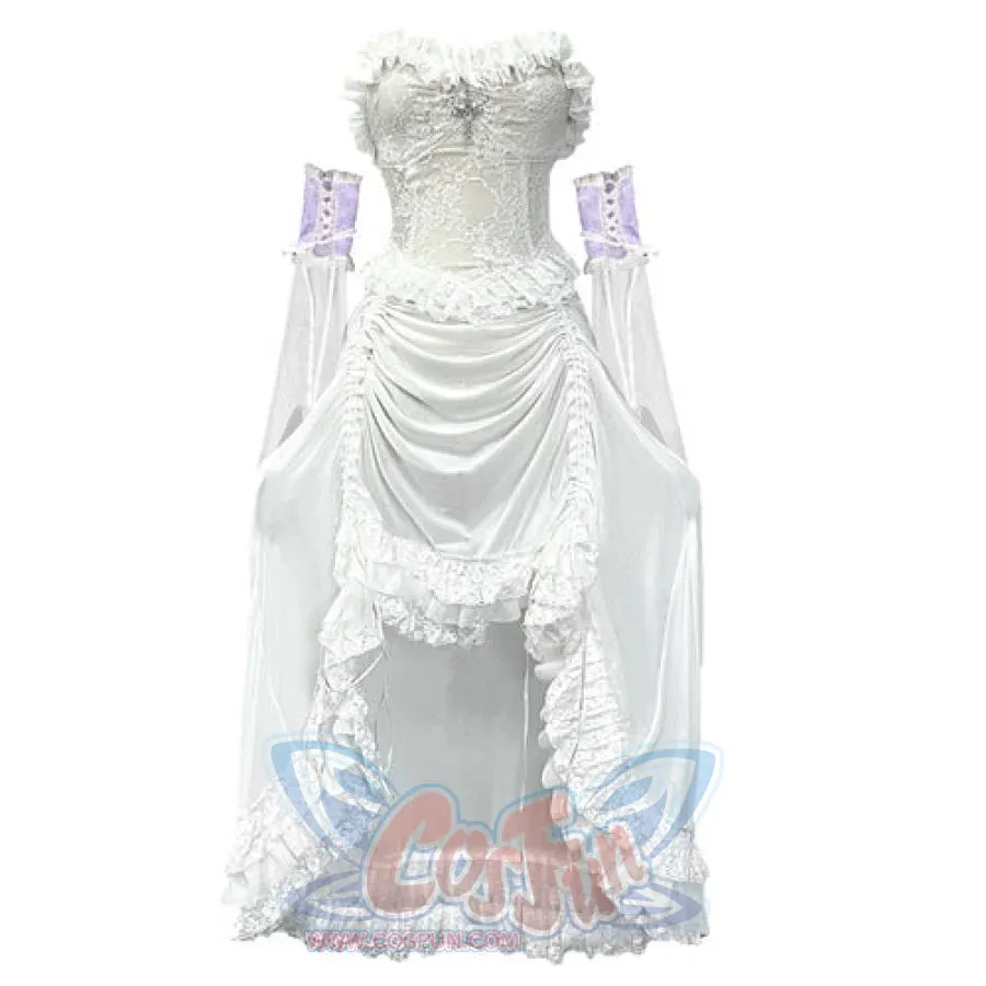 White Gothic Drawstring Halter Dress S30485