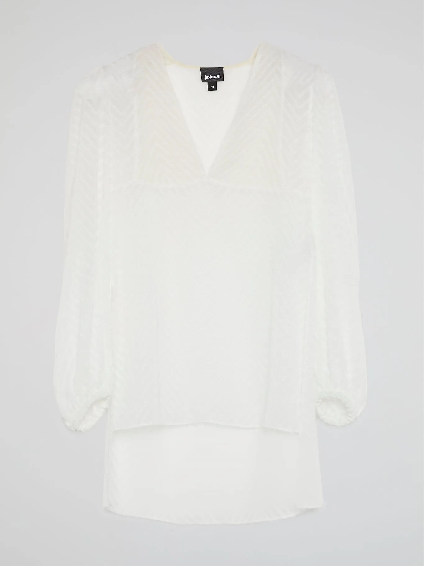 White High-Low Chevron Blouse