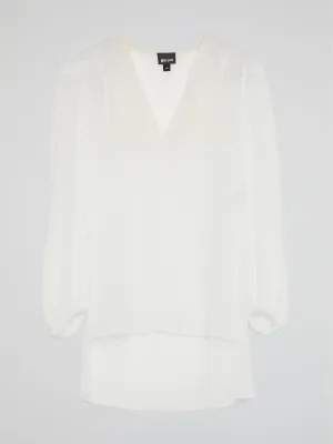 White High-Low Chevron Blouse