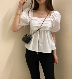 White Square Neck Top