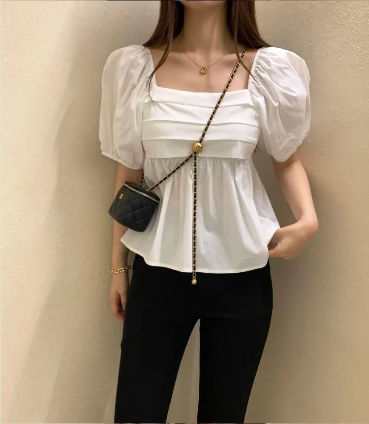 White Square Neck Top