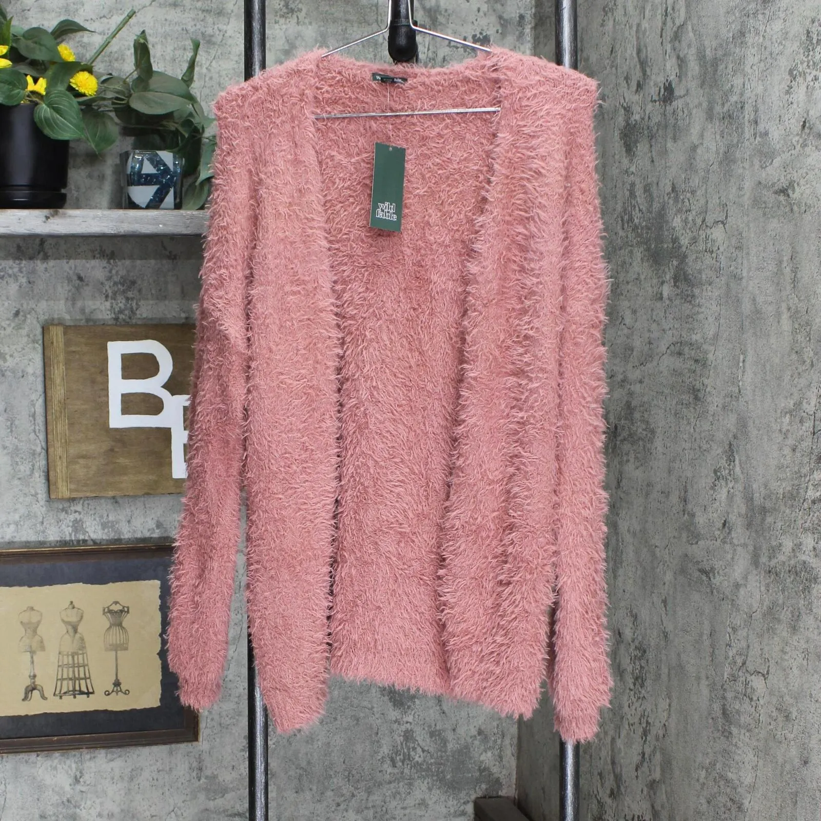 Wild Fable Women's Long Sleeve Open-Front Fuzzy Cardigan R18-10208B