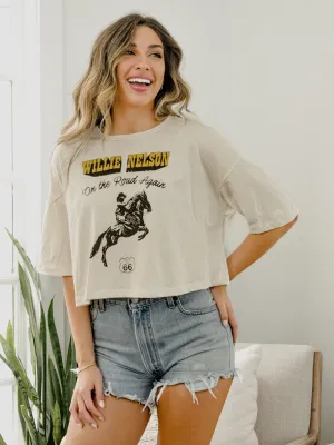 Willie Nelson Route 66 Off White Cropped Tee