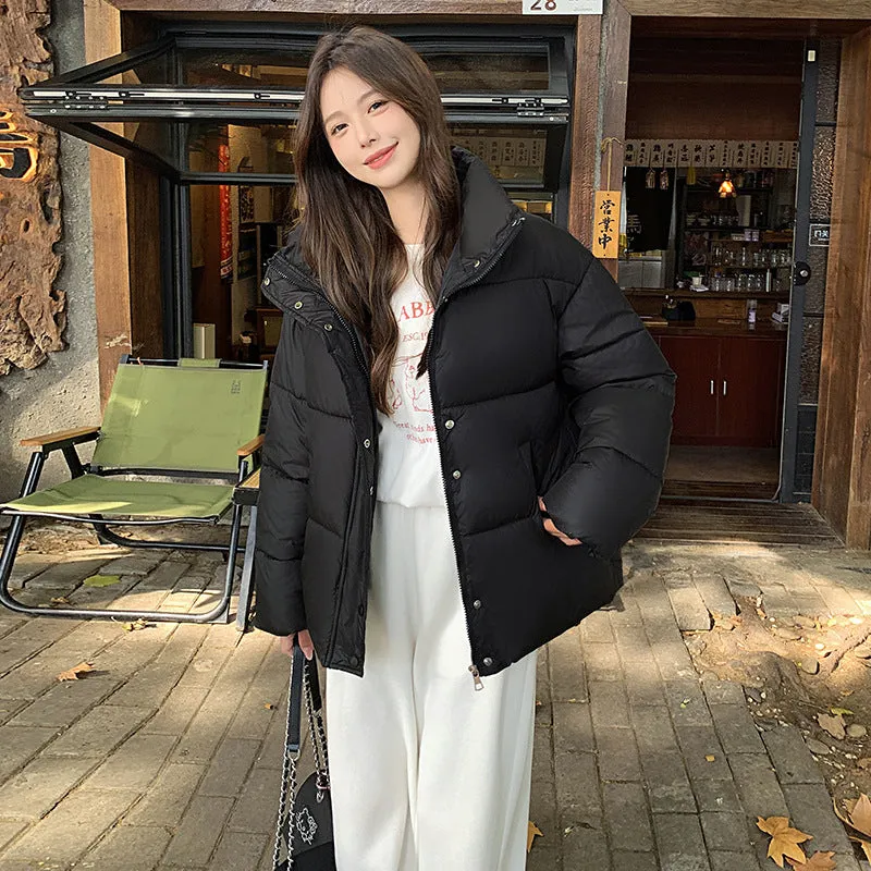 Windproof and Water-Resistant Quilted Puffer Jacket for Women