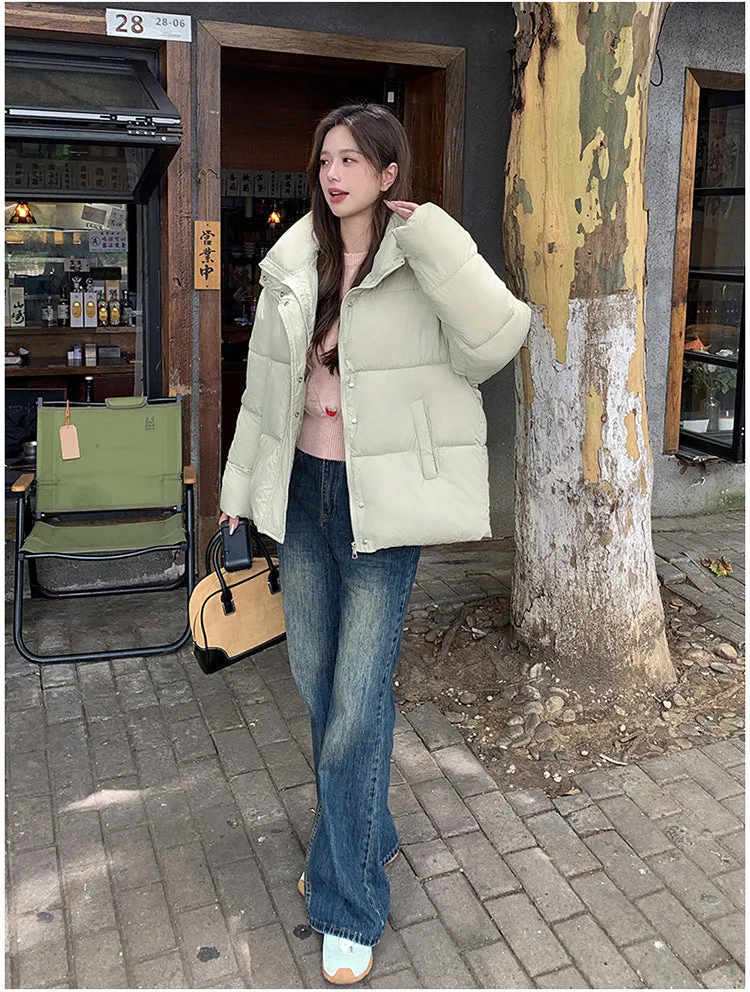 Windproof and Water-Resistant Quilted Puffer Jacket for Women