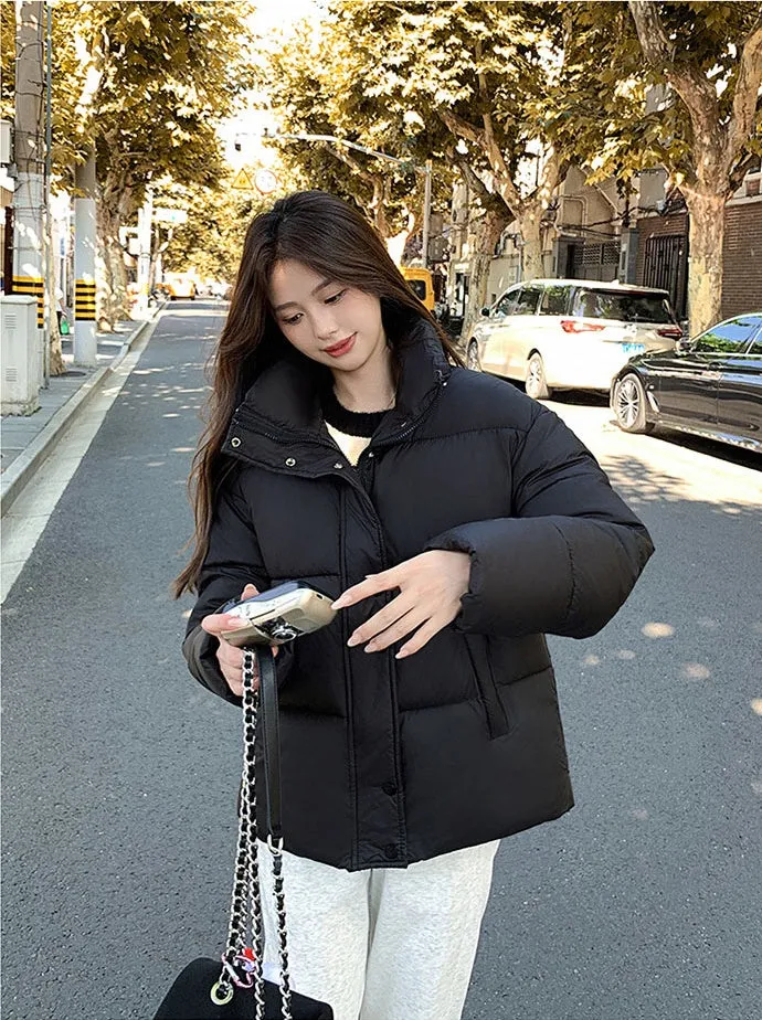 Windproof and Water-Resistant Quilted Puffer Jacket for Women