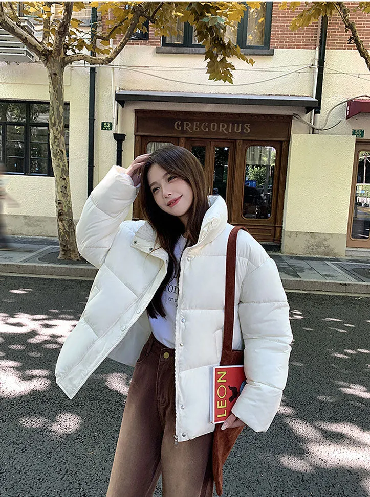 Windproof and Water-Resistant Quilted Puffer Jacket for Women
