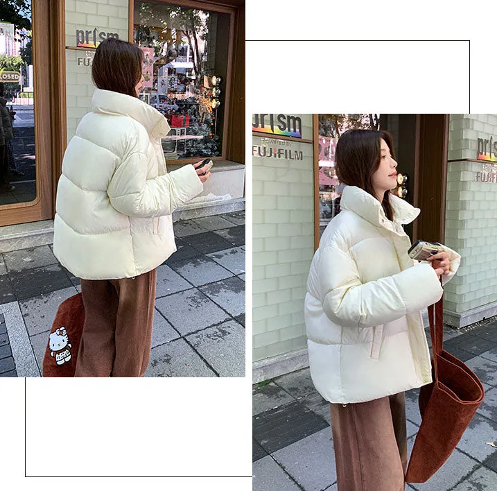 Windproof and Water-Resistant Quilted Puffer Jacket for Women