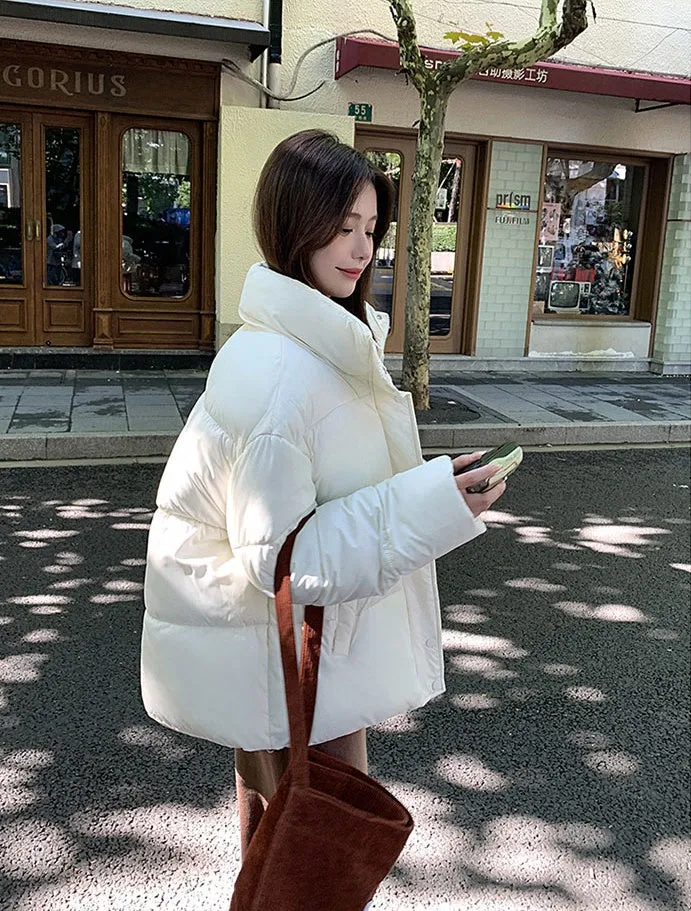 Windproof and Water-Resistant Quilted Puffer Jacket for Women