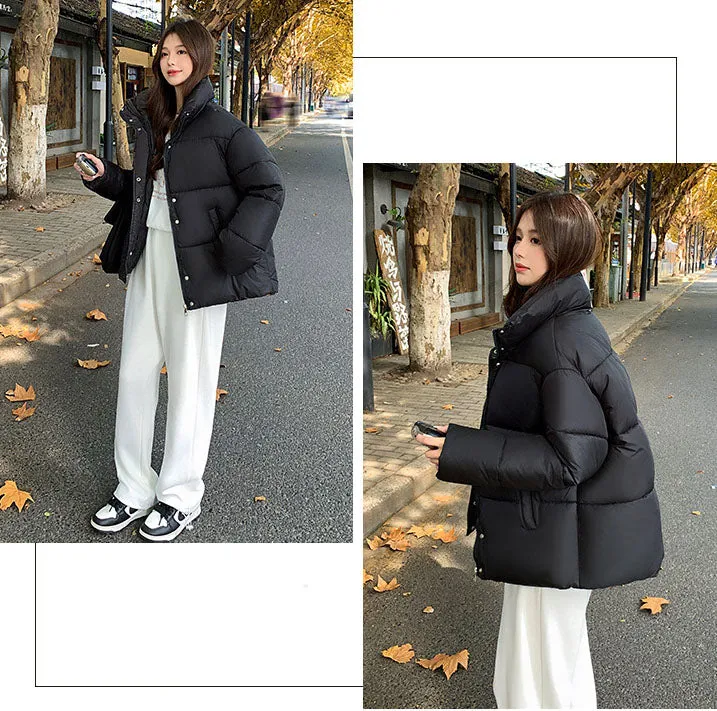 Windproof and Water-Resistant Quilted Puffer Jacket for Women