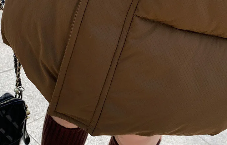 Windproof Women's Quilted Puffer Jacket with Faux Two-Piece Design