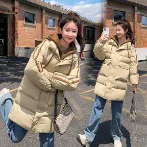 Windproof Women's Quilted Puffer Jacket with Faux Two-Piece Design