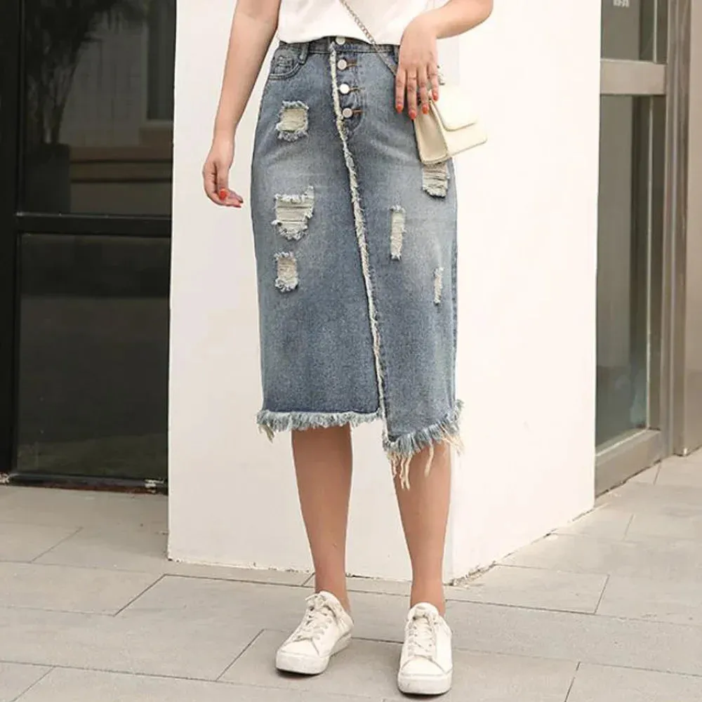 Women Denim Maxi Skirts
