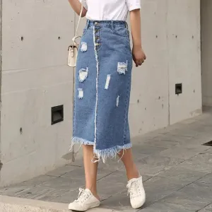 Women Denim Maxi Skirts