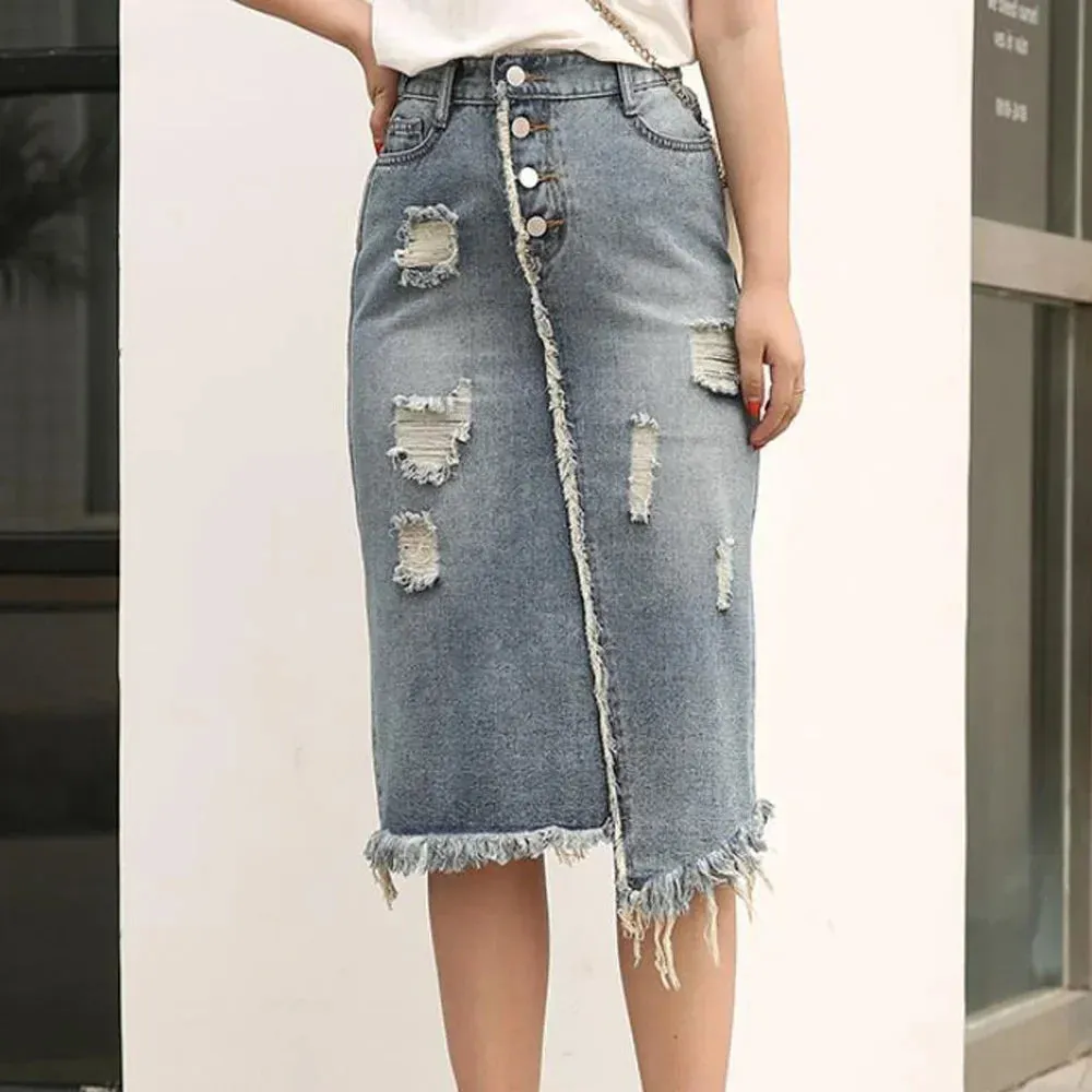 Women Denim Maxi Skirts