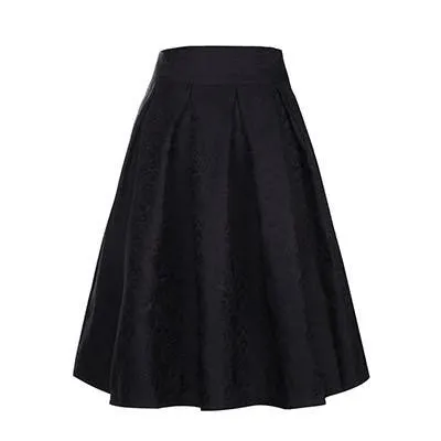 Women Midi Skirt High Waist Skater Tutu Skirts Pleated Style School Skirt Sun saia longas casual stars skirt