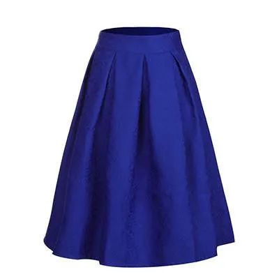 Women Midi Skirt High Waist Skater Tutu Skirts Pleated Style School Skirt Sun saia longas casual stars skirt