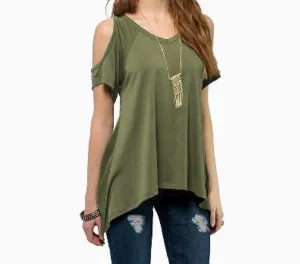 Women Off Shoulder Round Neck Short Sleeve Blouses Casual Loose Tops Off Shoulder Shirts Plus Size