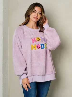 WOMEN'S LONG SLEEVE FUZZY GRAPHIC SWEATER