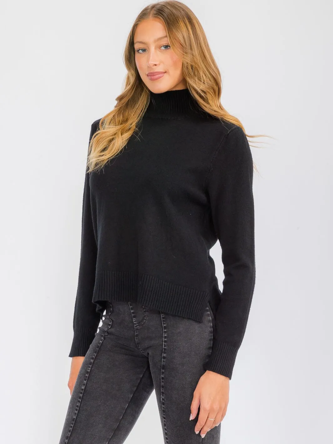 WOMEN'S LONG SLEEVE TURTLE NECK BLOUSE TOP