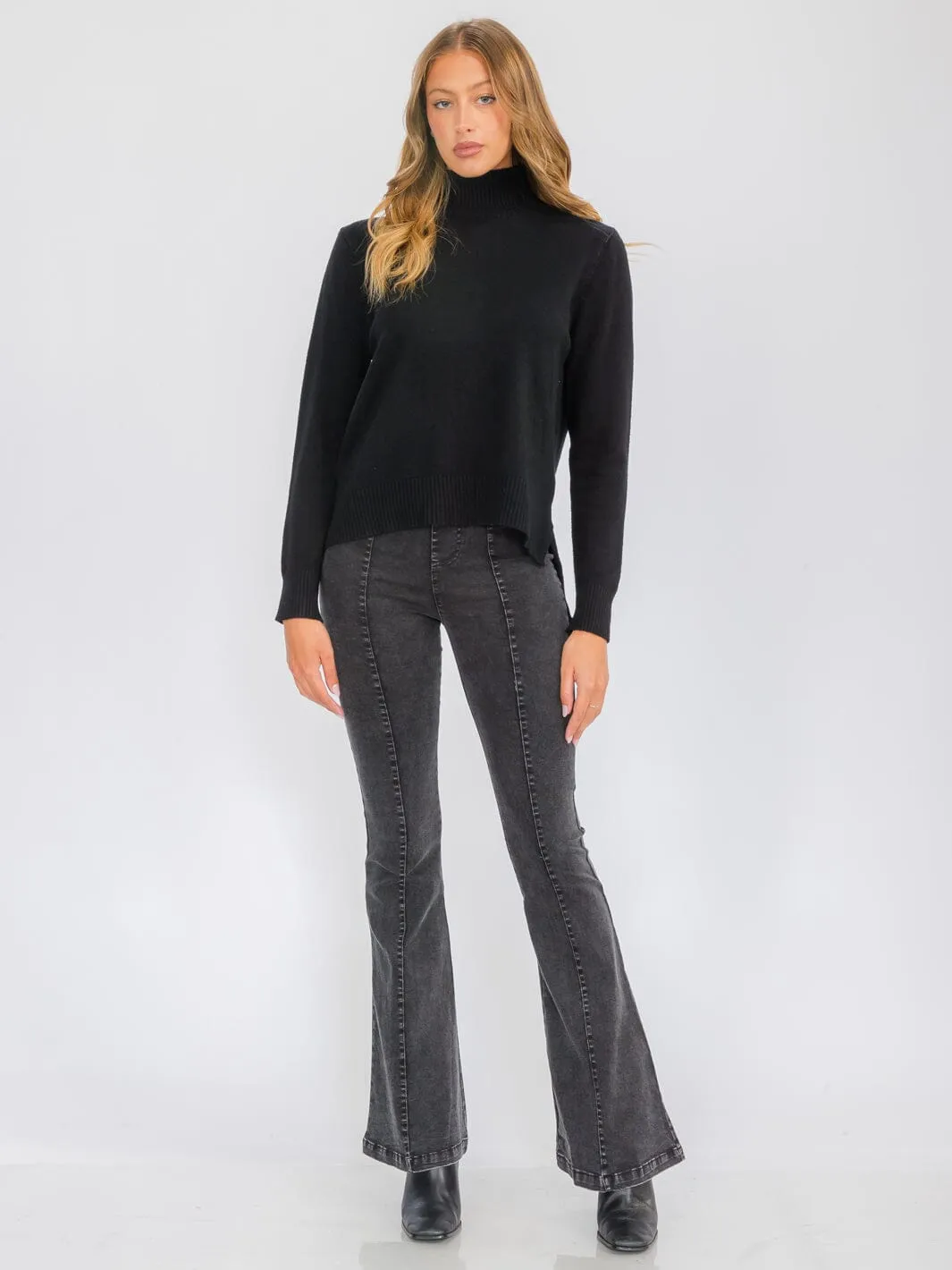 WOMEN'S LONG SLEEVE TURTLE NECK BLOUSE TOP