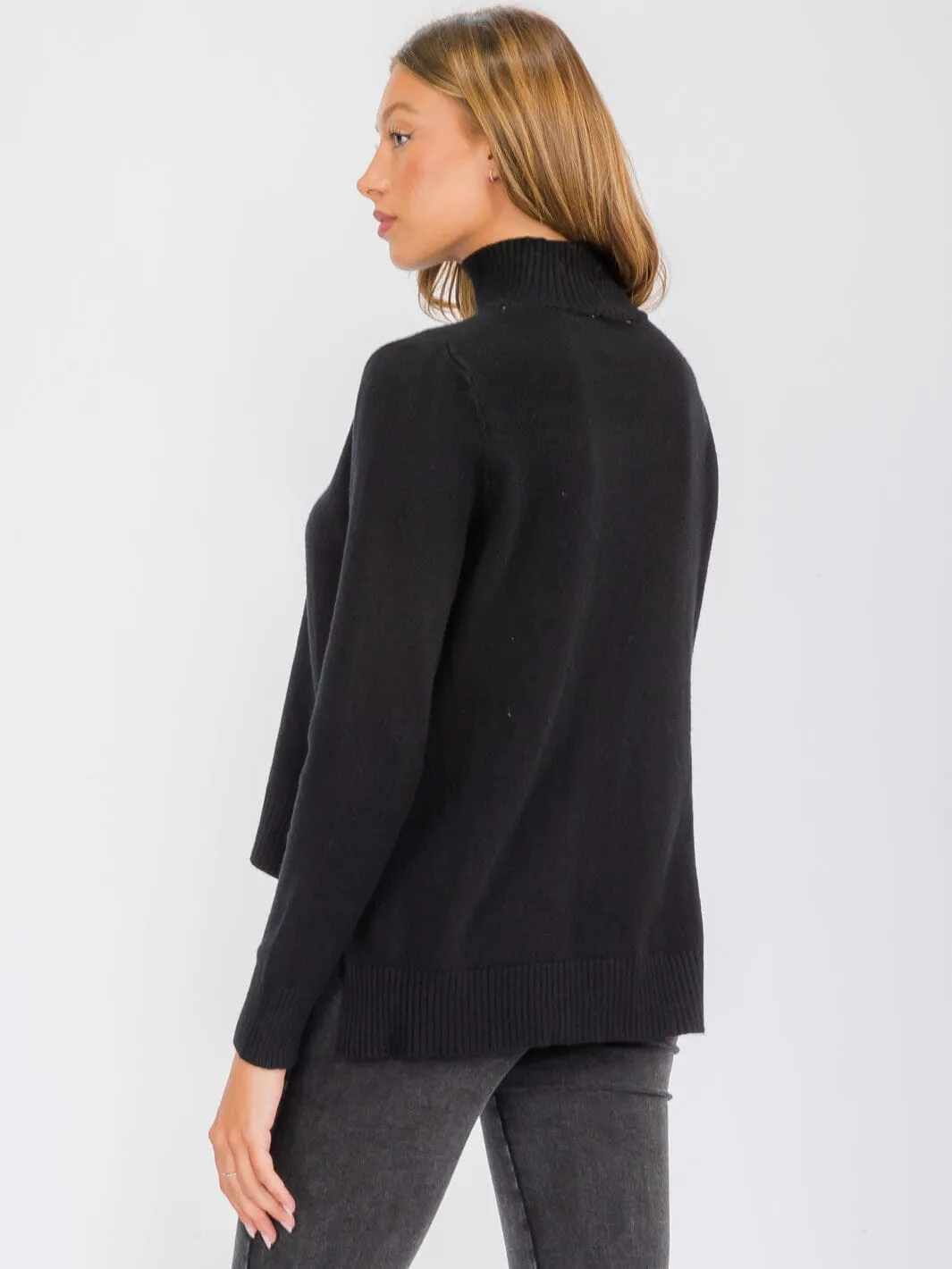 WOMEN'S LONG SLEEVE TURTLE NECK BLOUSE TOP