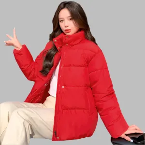 Women's Quilted Puffer Jacket with In-Seam Pockets for Warmth