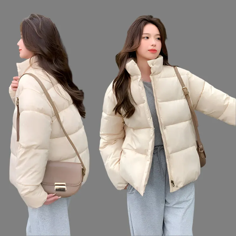 Women's Quilted Puffer Jacket with In-Seam Pockets for Warmth